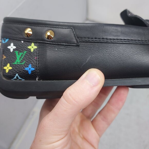 Louis Vuitton Multicolored Monogram Black Lock Driver Loafers - Picture 8 of 11